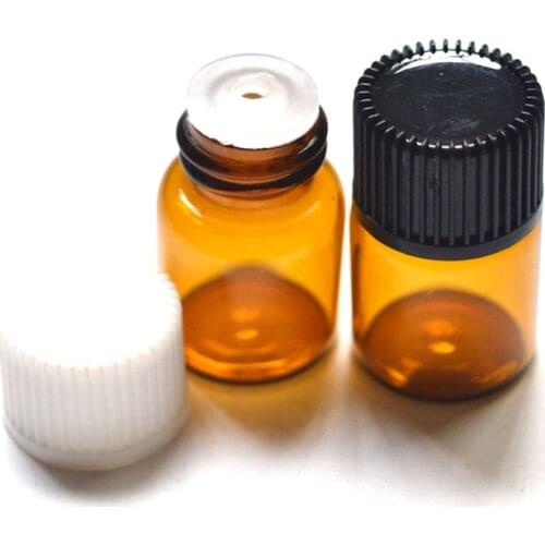 Essential Oil Glass Vials with Orifice Reducer Screw Cap Small Sample Mini Amber 2ml Bottle Free Shipping