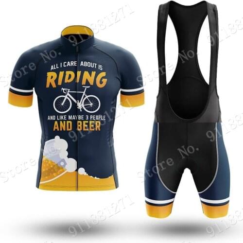 Riding And Beer 2021 Cycling Jersey Set Summer Clothing Mens Road Bike Shirts Suit Bicycle Bib Shorts MTB Wear Maillot Culotte