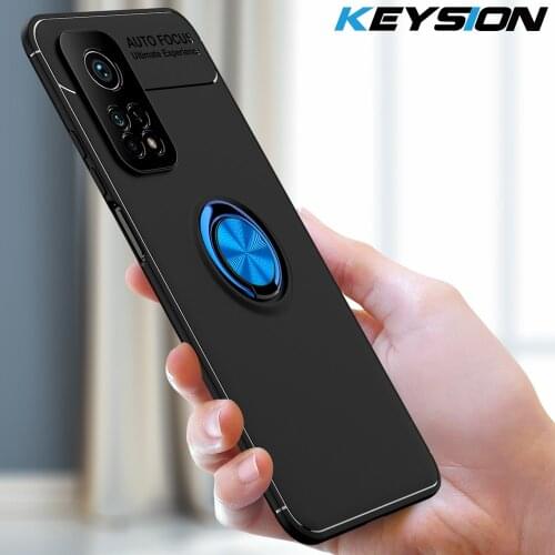 KEYSION Shockproof Case for Xiaomi Mi 10T 10T Pro 5G Soft Silicone Magnetic Ring Stand Phone Back Cover for Xiaomi Mi 10T Lite