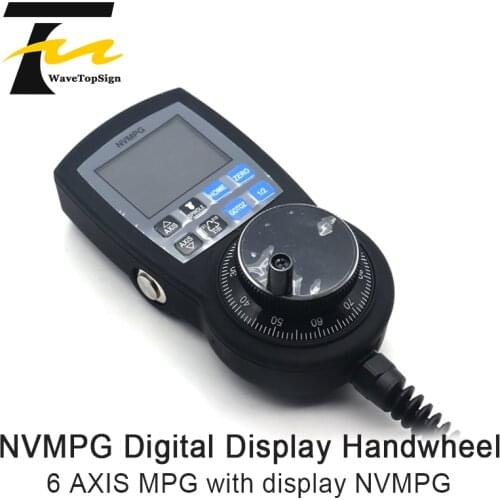 WaveTopSign NVMPG Mach3 6 Axis Handwheel MPG Pendant Manual Pulse Generator Hand Wheel Serial Communication With LCD Display