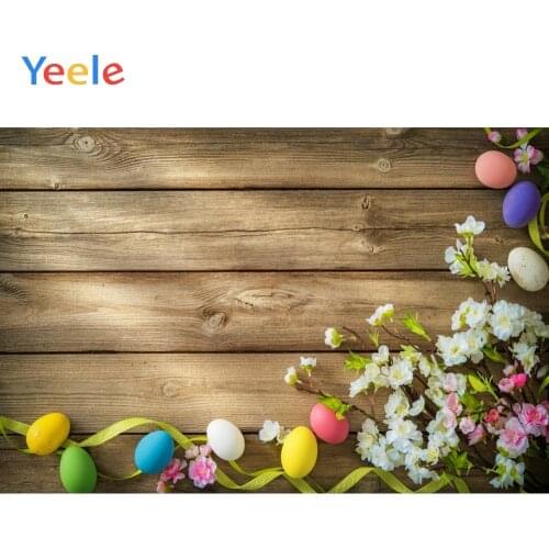 Yeele Wood Boards Easter Eggs Flowers Baby Child Pet Photographic Backdrops Custome Photography Backgrounds For Photo Studio