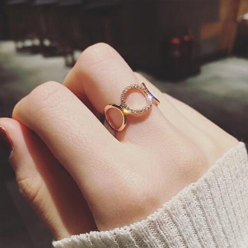 Ins Tide Adjustable Stainless Steel Rings For Women Simple Temperament Engagement Wedding Rings Fashion Jewelry Wholesale 2020