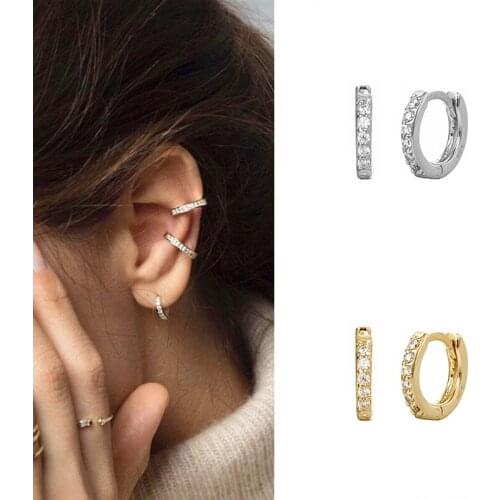 100% 925 Sterling Silver Mini earrings White Zircon Small Stud Earrings for Women Birthday, new year, christmas present A30