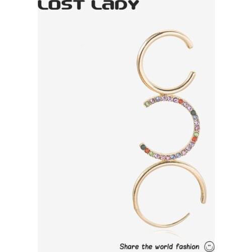 Lost Lady Fashion C Shape Long Dangle Earrings Simple Geometric Earrings for Women No Piercing Statement Jewelry Wholesale