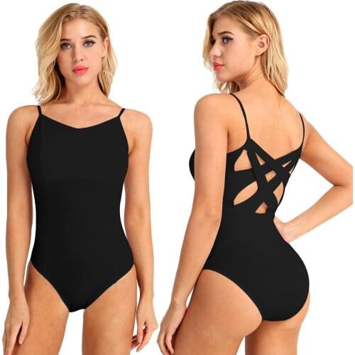 Swimsuit One Piece Womens Swimsuit Swimwear Women 2021 Bodysuit Adult Criss Cross Back Built In Shelf Bra Ballet Dancer Leotard