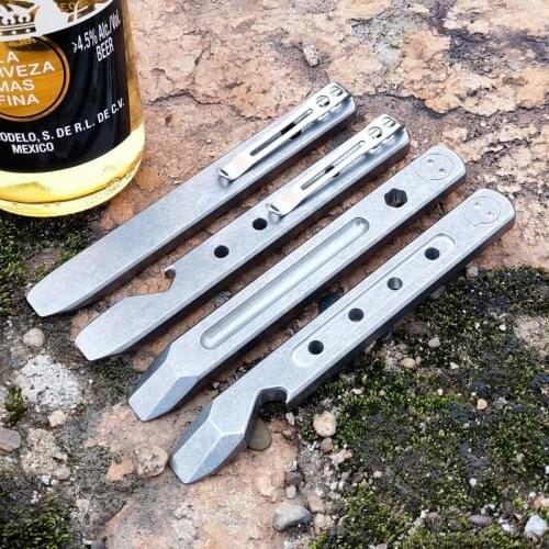 1 Piece Titanium Alloy TC4 Pocket Outdoor EDC Multi Tools Crowbar Bottle Opener with Stainless Steel Clip for Camping Daily Use