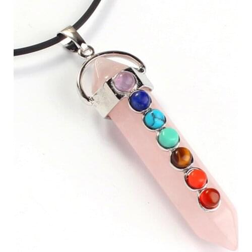 100-Unique 1 Pcs Silver Plated Hexagon Prism Natural Rose Pink Quartz Pendant Elegant Women Jewelry