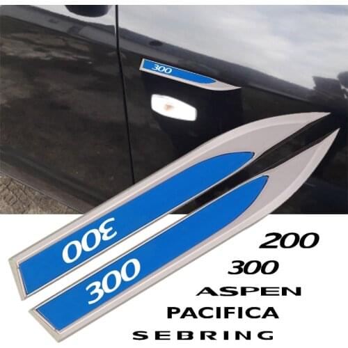 2PCS 3D Metal Emblem Badge Car Body Side Decoration Sticker For Chrysler 300 200 Sebring FR JR Pacifica PT Cruiser car sticker