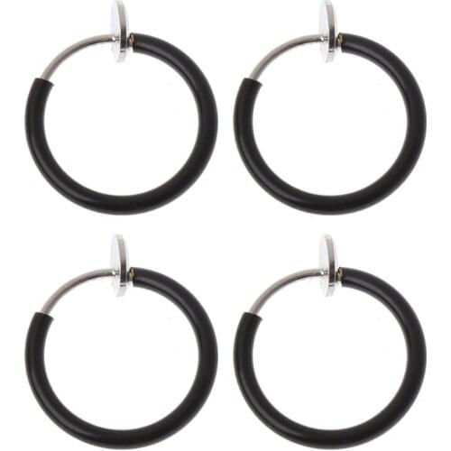 JAVRICK 4Pcs Clip on Fake Earrings Hoop Non-pierced Nose Rings Lip Ear Clip Body Jewelry