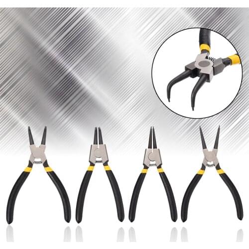4Pcs 6'' Snap Internal External Retaining Ring Pliers 150mm Long Nose Circlip Pliers Set Straight Bent Jewelry Remover Hand Tool