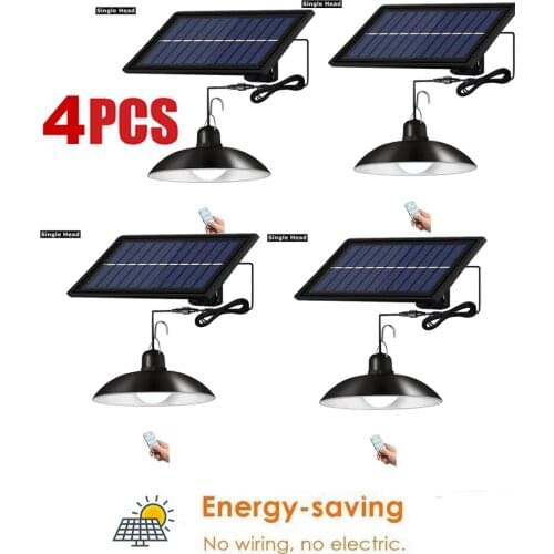 4pcs Retro Lampshade Outdoor Waterproof LED Solar Pendant Light Indoor Auto on Off Solar Lamp Room Balcony Terrace Pull Switch C