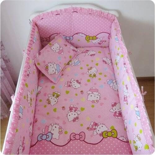 6PCS Baby Bedding Set Crib Netting Bumpers kit berço Newborn Baby Products cartoon bedding pillow (bumper+sheet+pillow cover)