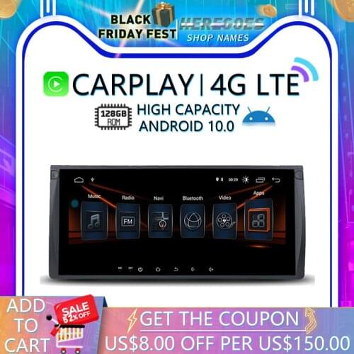 Carpla DSP Car DVD Player Android 10 128GB 4G LTE GPS map WifiI Bluetooth Auto Radio For BMW E39 X5 E53 M5 Range Rover 1995-2007