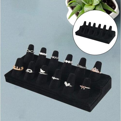 Velvet Flocking Ring Display Stand Jewelry Storage Holder Organizer for Showcase, Countertop