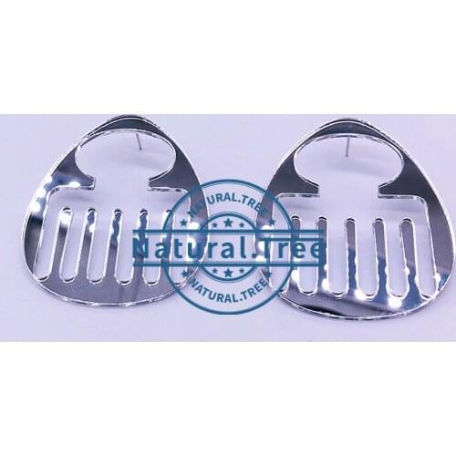 Free Shipping!2021 Shinny Color Gold and Silver Color Comb Pick Acrylic Mirror Stud Earrings can mixed colors