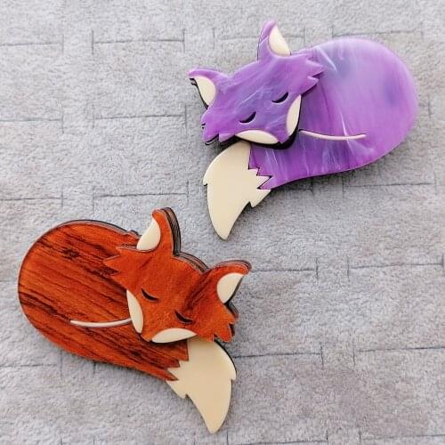 Vintage Acrylic Fox Brooches For Women Girls Animals Pins Foxes Handmade Resin Brooch Corsage Badge Backpack Shirt Jewelry Gifts