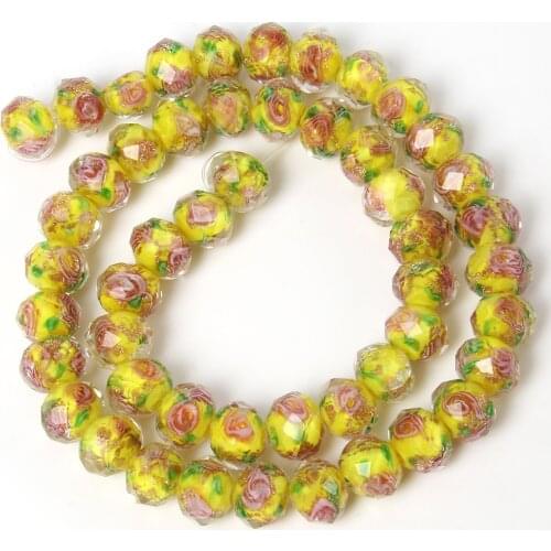 10pcs Yellow Murano Transparent Glass Lampwork Beads Loose Crafts Beads lot for DIY Jewelry Making Findings Pick Size 10mm