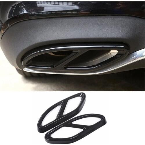 Black Car Rear Exhaust Muffler Cover Sticker Molding For Mercedes-Benz CLA Class C117 2016 2x Exhaust Muffler Cover Trim