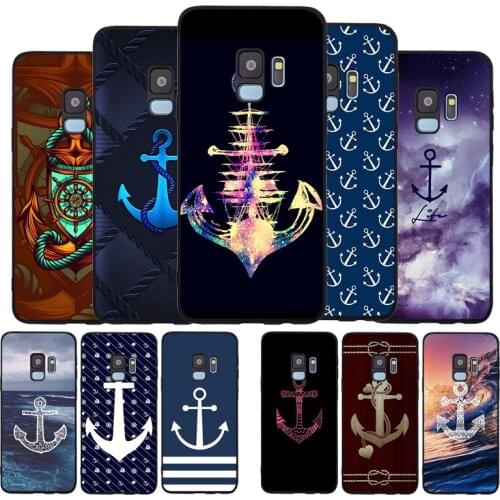 Anchor Black TPU Silicone Soft Phone Case For Samsung Galaxy S20 S10 S9 S8 Plus Lite NOTE 10 9 8 S7 EDGE