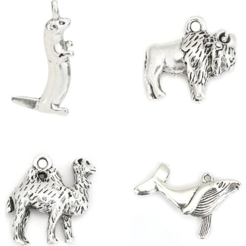 DoreenBeads Fashion Zinc Based Alloy Pendant Ocean Whale Camel Otter Animals Silver Color Color Charms Jewelry DIY , 2 PCs