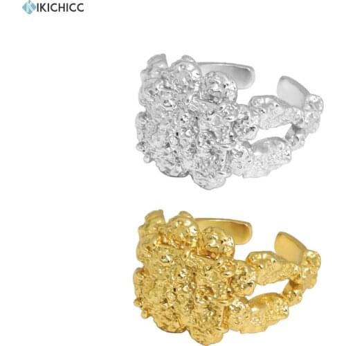 KIKICHICC 925 Sterling Silver Gold Resizable Rings Flower Ring Resizable Rock Punk Fashion Wedding Gift Wedding Gift Luxury Slim