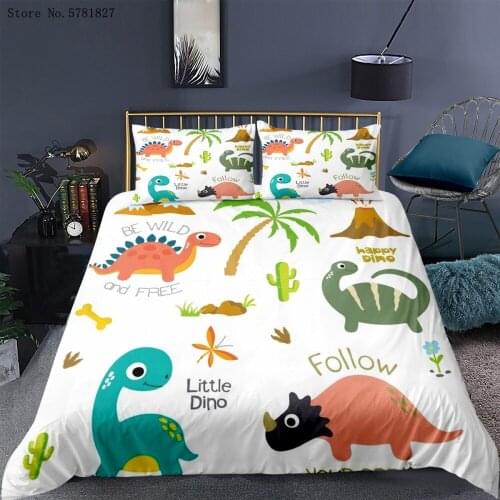 2/3 Pieces Dinosaur Cartoon Bedding Set Fox Cat Lion Duvet Cover For Bedroom Bed Quilt Cover Home Bed Cover Set Pillowcase