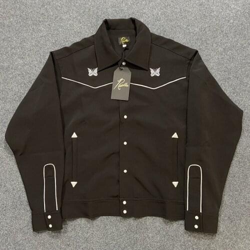 Black Needles Jacket Men Women 1:1 High Quality Vintage Classic Butterfly Embroidered Logo Needles AWGE Coats Inside Tag Label