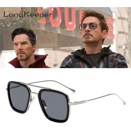 LongKeeper Tony Stark Iron Man Goggles Vintage Steampunk Sunglasses Men Brand Designer Retro Windproof Punk Sun Glasses UV400