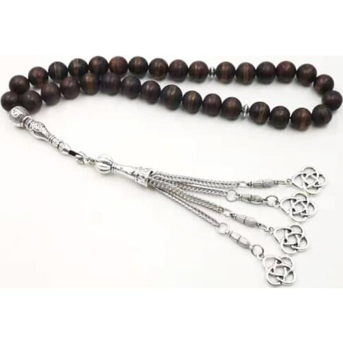 New arrive Natural Old agates tasbih with Matel tassel muslim bracelet gfit 33 66 99 Paryer beads arabic misbaha Mans bracelet