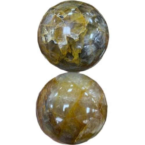 Natural yellow gum flower crystal ball quartz ball healing stone