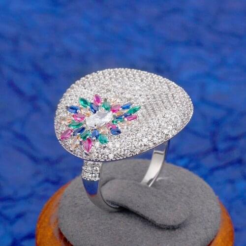 Bride Talk New Arrivals Romantic Wedding Ring Cubic Zirconia Full Crystal Pave Setting Luxury Charming Jewelry For Women Party