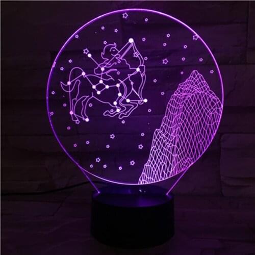 Sagittarius 3D Night Light Bedroom Table Top Bedside Lamp deco living room novelty indoor home small night tables for dorm room