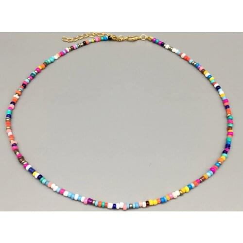 Simple Seed Beads Strand Necklace Women String Beaded Short women Necklace Jewelry 16 inches Chokers Necklace Gift