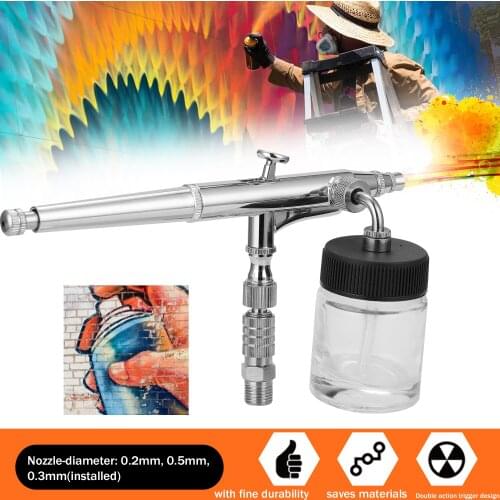 Professional Airbrush Set for Model Making Art Painting with G1/8 Adapter Wrentch 2 Fluid Cups 2Needles 2 Nozzles Airbrush Kit