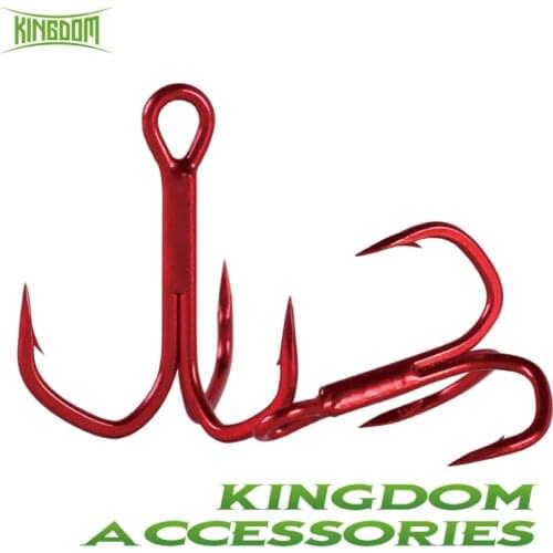 Kingdom Barbarian Red Treble Fishing Hooks 5pcs/Pack 4# 6# High Carbon Steel Sharp Anti-corrosion Saltwater Fishhooks For Bass