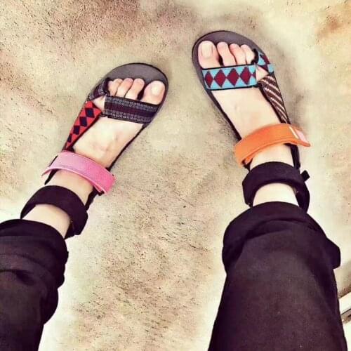 Printed Grip-Strap Women Sandals Multi Pattern Shoes Woman Thick Bottom Zapatos Mujer Buckle Sandalias Mujer 2020 Summer Shoes