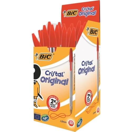 Bic Cristal Medium Ballpoint Pen Red 50 Pcs Box 1.0mm Stationery School Office Writing Supplies