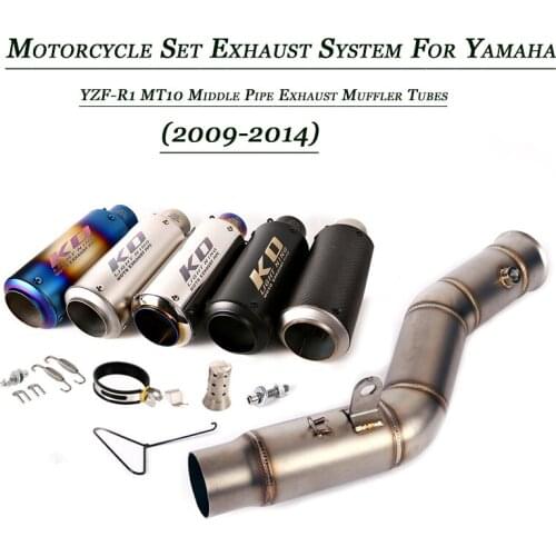 Silp on for Yamaha YZF-R1 MT10 2009-2014 Motorcycle Middle Link Pipe Exhaust Muffler Tube Side Set System Lossless Replace