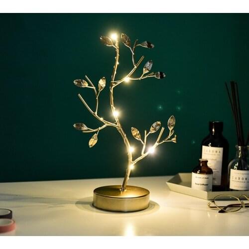 Nordic Golden Tree Leaf Decoration Night Light Creative Romantic Table Lamp Home Bedroom Desk Lamp Bedside Reading Light Crafts