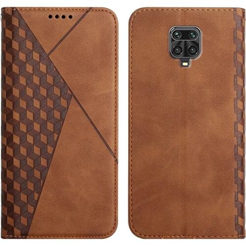 Skin Feeling Retro Vintage PU Leather Card Slot Pocket Magnet Shockproof Case for Redmi Note 9 Pro Kickstand Cover