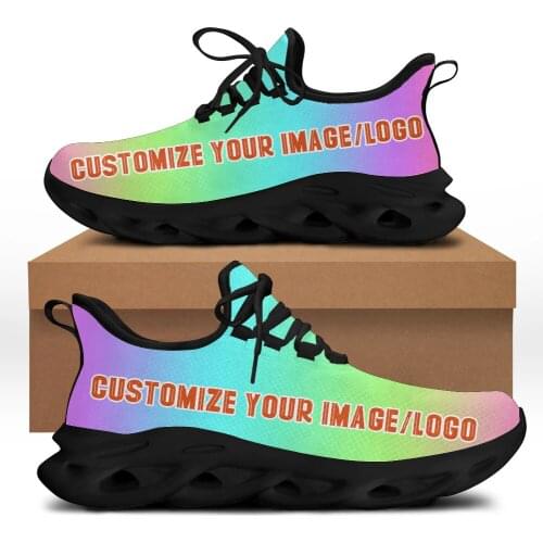 INSTANTARTS Customize your Image/Logo Women Flat Shoes Comfort Lace up Sneakers Breathable Mesh Platform Shoes Zapatos Mujer Hot