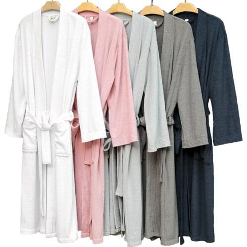 Cotton Toweling Terry Robe Soft Bath Robe Men Casual Kimono Spring Lady Long Robe Sleepwear Women Nightgown Male Loose Home Wear
