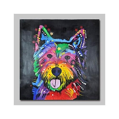 1 Pcs Hand Painted Pop Art Cute Dog Modern Canvas Oil Painting Wall Decor Abstract canvas Wall art for Home Decor