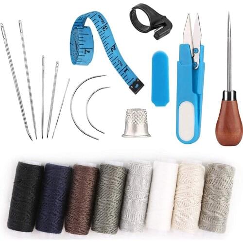 Imazy 20 Pcs Leather Hand Sewing Craft Tools, 8 PCS Leather Sewing Threads , 7 PCS Leather Sewing Needles Leather Needle Sewing