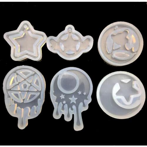 6piece/set Silicone Mold tear moon star Trojan Resin Silicone Mould handmade DIY Jewelry Making epoxy resin molds necklace craft