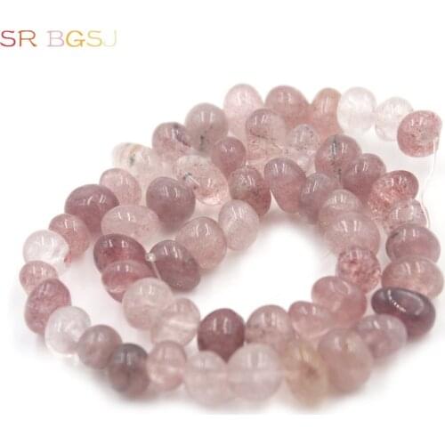 Free Shipping SR 8-10x10-14mm Potato Freeform Shape Natural Stone Stawberry Quartz Loose Beads for Jewelry Making 15"