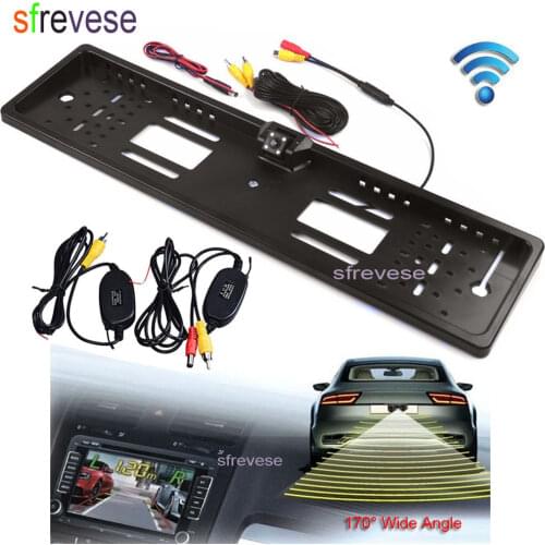 Wireless EU Car Vehicle License Plate Frame Rear View Reverse Reversing Backup Parking 4 LED Night Vision Camera Waterproof