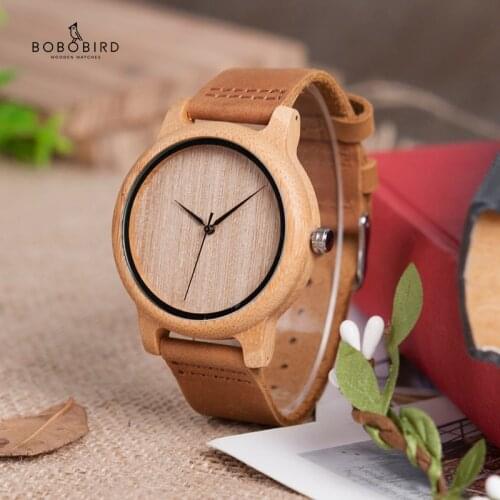 Relogio masculino BOBO BIRD Timepieces Men Watch Bamboo Wooden Watches for Men and Women With Soft Leather Strap C-A19