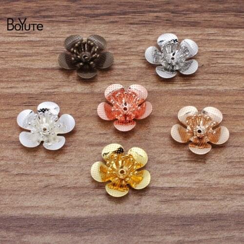 BoYuTe Wholesale Charms Filigree Flower 18*6MM 100 Pcs 7 Colors Brass Material Vintage Diy Jewelry Charms