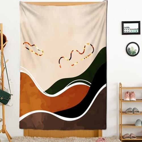 Brow Sun Moon Mountain LandscapeTapestry Wall Hanging Bohemian Celestial Wall Tapestry Hippie Wall Carpets Dorm Decor Boho Home